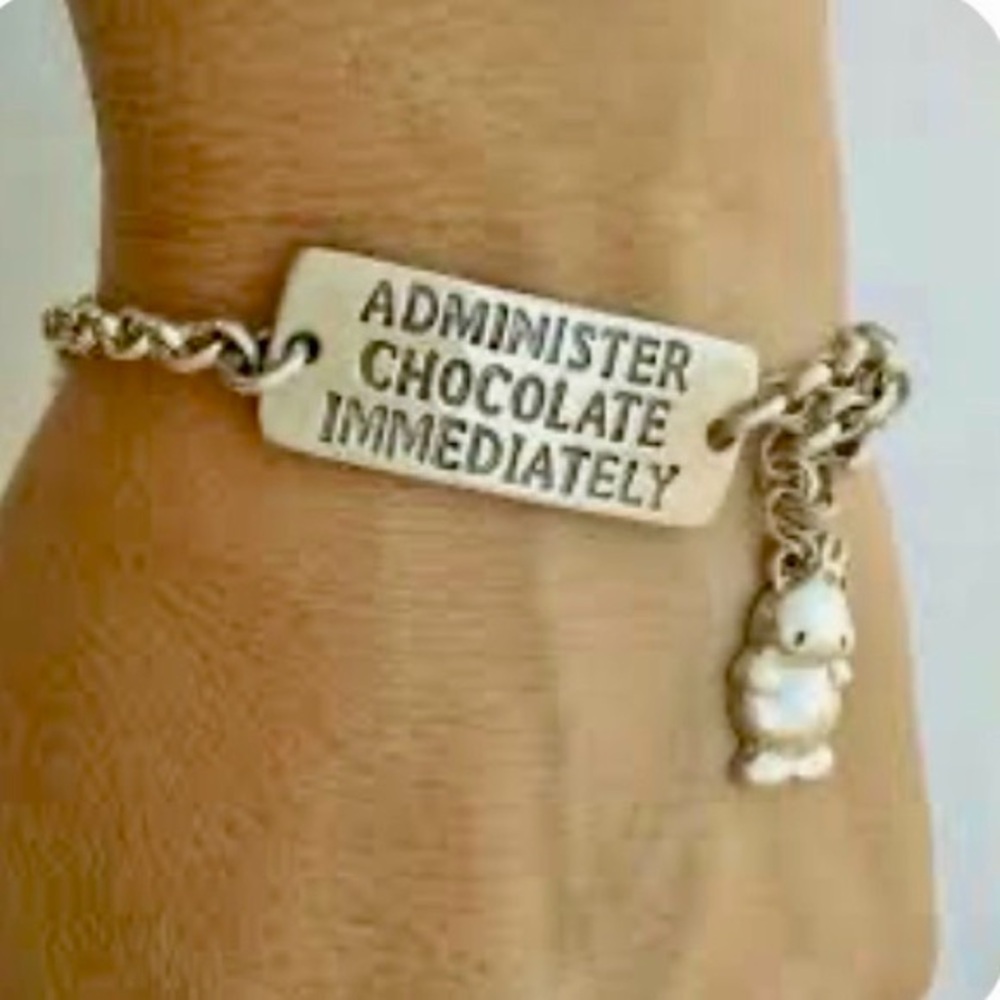 Dallas Pridgen Boynton Chocolate Med-Alert Hippo Bracelet  Sterling Silver